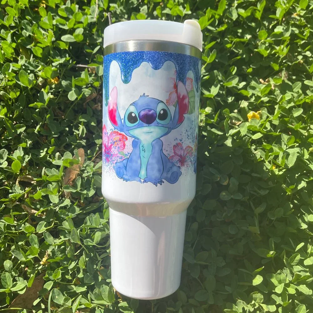 Custom 40 oz Tumbler Disney Lilo & Stitch Double-wall vacuum insulation …